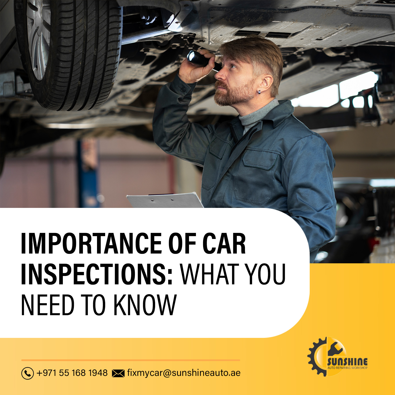 Technician performing a full vehicle inspection