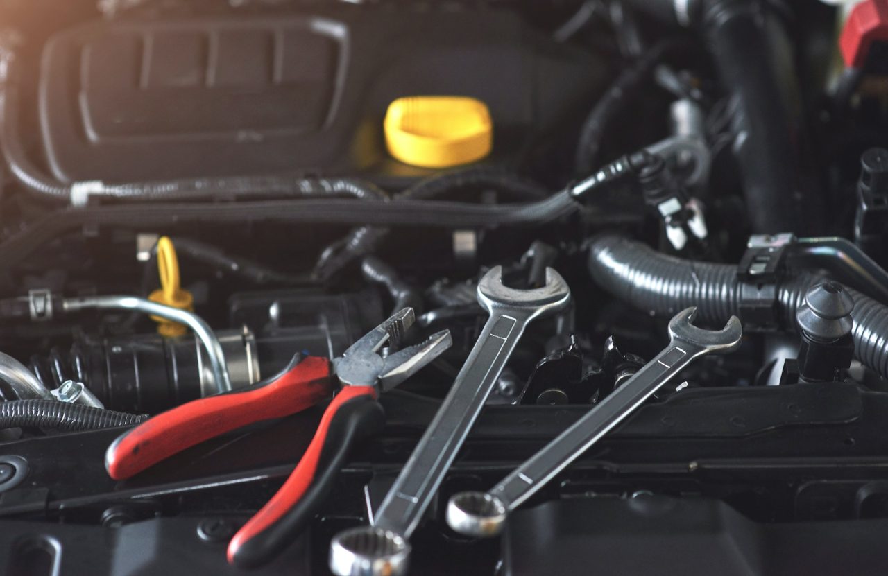 Close-up of a car key in the ignition switch