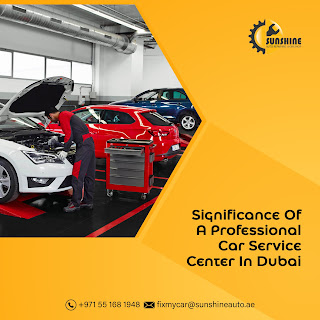 Professional car service center workshop in Dubai