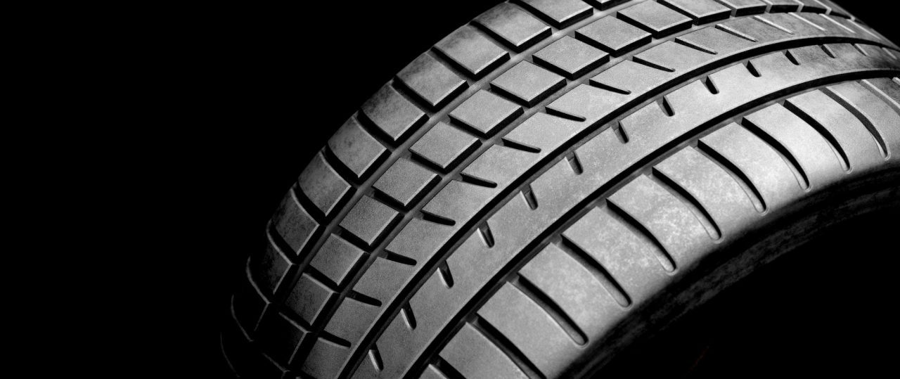 Close-up of a new tyre tread